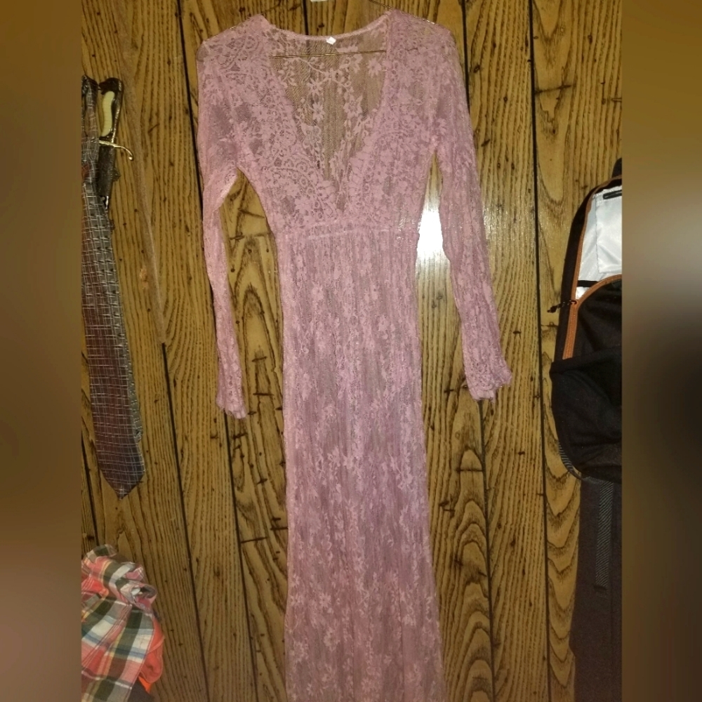 Lace long maternity dress